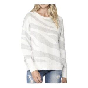 Fate Zebra Knit Sweater Heather Grey Ivory Cotton Blend Sz 2X Casual NWT